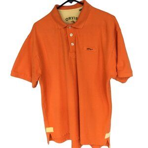 Orvis Men's Loose Fit Workwear Cotton Polo Shirt in Bright Orange Size Large